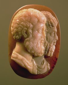 Kamea przedstawiająca Marka Aureliusza (121-180) i Lucjusza Werusa (130-169) Roman (onyks) autorstwa Unbekannt