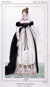 Karolina Bonaparte, ok. 1810 r. (rycina) autorstwa Unbekannter Künstler