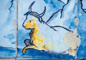 Bydło, płytki azulejos, Pałac markizów Fronteira, Lizbona, Portugalia Detail autorstwa Benjamin Baud