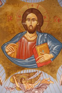 Fresk na suficie w cerkwi Pedoulas. Chrystus Pantokrator, 20150510, Pedoulas, Cypr autorstwa Unbekannt