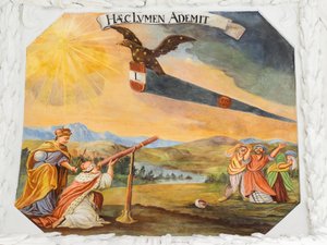 Fresk na suficie w nawie kościoła św. Katarzyny, alegoryczne przedstawienia zwycięstw cesarza Leopolda I nad Turkami, Mauzoleum Habsburgów, Graz, Styria, Austria, Europa (zdjęcie) autorstwa Unbekannter Künstler