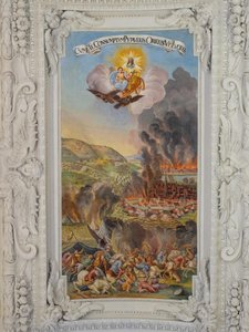 Fresk na suficie w bocznej nawie kościoła św. Katarzyny, Likwidacja Wiednia w 1683 r., Mauzoleum Habsburgów, Graz, Styria, Austria, Europa (zdjęcie) autorstwa Unbekannter Künstler