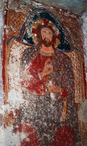 Chrystus Nauczyciel, fresk w krypcie, Sanktuarium Marii Schodowej (XVIII w.), Massafra, Apulia, Włochy autorstwa William M. Timlin