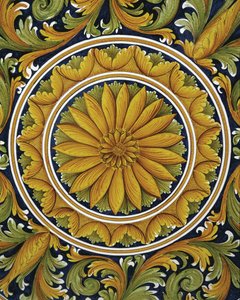 Zbliżenie na stół, Caltagirone, Włochy autorstwa William M. Timlin