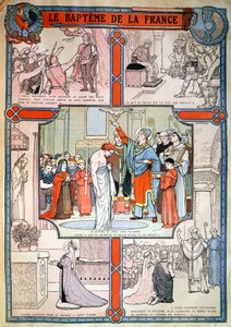 Chrzest Clovisa przez Saint Remi w Reims, ok. 1930 r. (druk) autorstwa Unbekannter Künstler