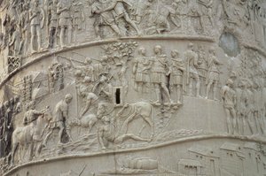 Życie codzienne w rzymskim obozie, z kolumny Trajana, II wne (kamień rzeźbiony) (szczegół) autorstwa Unbekannt