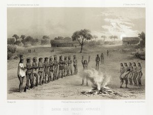Taniec Indian Apinage, Brazylia, ok. 1843-1847 autorstwa Unbekannt
