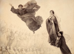 Dante i Beatrycze spotykają świętego Piotra. Ilustracja do Canto XXIV w Paradiso z Boskiej komedii Dantego Alighieri. Dzieło Francesco Scaramuzzy dedykowane władzom miejskim Florencji. autorstwa Unbekannter Künstler