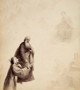 Dante, w asyście św. Bernarda, widzi Beatrycze siedzącą na tronie pośród błogosławionych, w aureoli światła. Ilustracja do Canto XXXI w Paradiso z Boskiej komedii Dantego Alighieri. Dzieło Francesco Scaramuzzy dedykowane władzom miejskim Florencji. autorstwa Unbekannter Künstler