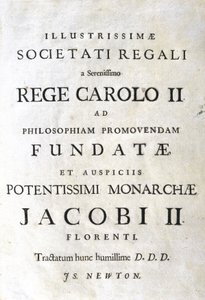 Strona dedykacyjna „Principia Mathematica” Newtona autorstwa Unbekannt