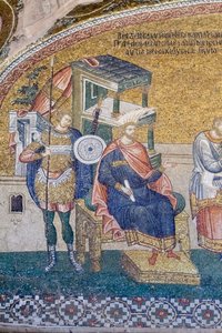 Fragment gubernatora Kwiryniusza w scenie rejestracji do opodatkowania, kościół Chora, Stambuł, Turcja autorstwa Unbekannter Künstler
