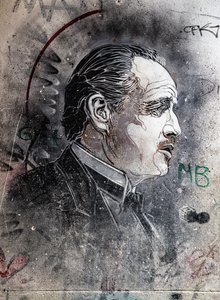 Don Corleone grany przez Marlona Brando przez C215 Viuccaria Market autorstwa Benjamin Baud