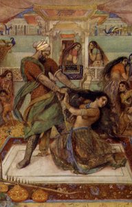 Draupadi wyciągnięta ze swej komnaty przez Duhsasanę autorstwa Unbekannter Künstler