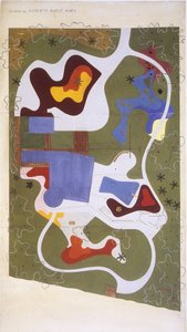 Rysunek ogrodu stworzony przez Roberto Burle Marx/artysta krajobrazu/malarz/botanik/rzeźbiarz/muzyk autorstwa Unbekannt