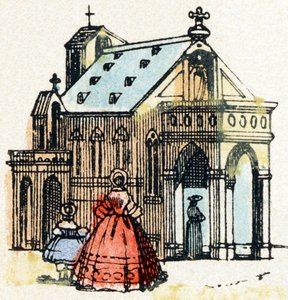 E - Eglise - Alfabet - rozrywka dla dzieci - Obraz epinal, popularna seria c.1890 (ilustracja) autorstwa Unbekannt