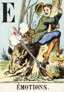 E: Emocje - Alfabet myśliwski, ok. 1890 (rycina) autorstwa Unbekannt