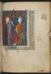 Esther i Ahasverus z Miscellany tekstów biblijnych i innych („The Northern French Miscellany” lub wcześniej „The British Museum Miscellany”) autorstwa Unbekannter Künstler