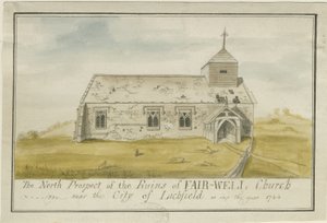 Farewell Church: kolorowy rysunek piórem, 1744 autorstwa Unbekannt