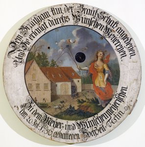 Muzeum Frankońskie Feuchtwangen Środkowa Frankońska Bawaria Niemcy strzelec strzelecki kolekcja docelowa cel ślubny z 1756 r. Z boginią Fortuną autorstwa Unbekannt