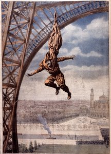 Franz Reichelt zginął testując swój "płaszcz spadochronowy" z wieży Eiffla autorstwa Unbekannter Künstler