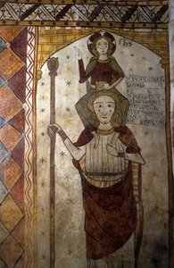 Fresk wieży Ferrande w Pernes-les-Fontaines (Pernes les Fontaines, Vaucluse (84) z XIII wieku: Święty Krzysztof niosący Chrystusa. autorstwa Unbekannt
