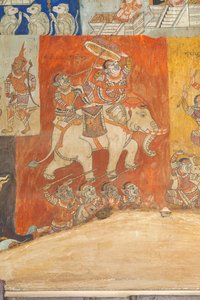 Freski zdobiące ściany Wat Bo przedstawiające sceny z Reamker, Siem Reap, Kambodża (zdjęcie) autorstwa Unbekannter Künstler
