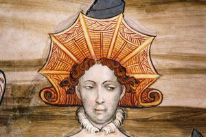 Freski Sali Baronowej (XV w.), detal, Zamek Della Manta, Manta (Cuneo), Piemont, Detal, Włochy autorstwa Benjamin Baud
