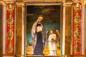 Freski z motywami biblijnymi, opactwo Monte Oliveto Maggiore, niedaleko Buonconvento, Toskania, Włochy, Europa autorstwa Unbekannter Künstler