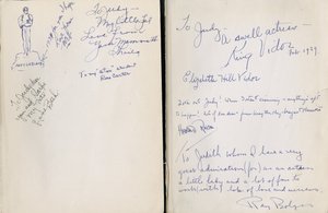 Przednie bezpłatne wyklejki „Czarnoksiężnika z krainy Oz” Franka L. Bauma, z napisem Judy Garland przez członków obsady i ekipy filmu autorstwa Unbekannt