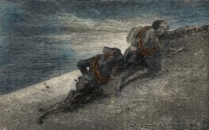 Giacomo Casanova e Marin Balbi escapam da Prison des Plombs em Veneza cavando um túnel no polidor de celas autorstwa Unbekannter Künstler