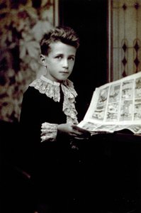 Półdługi portret chłopca przeglądającego komiks autorstwa Unbekannter Künstler