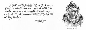 Pismo i podpis księżniczki Mary z listu napisanego do Thomasa Cromwella w celu wyrażenia jej troski o dobro Margaret Coke, dawniej służącej jej matki, Katarzyny Aragonii autorstwa Unbekannt