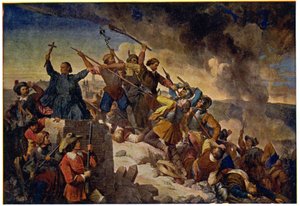 Historia. Republika Czeska (Czechy). Wojna trzydziestoletnia. Obrona Pragi przed wojskami szwedzkimi dowodzonymi przez Hansa Christoffa von Königsmarcka, 25 lipca autorstwa Unbekannter Künstler