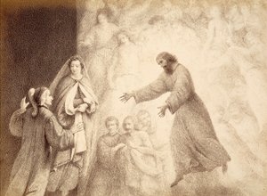 W Sferze Marsa Dante spotyka ducha swojego przodka Cacciaguidy. Ilustracja do Canto XV Paradiso z Boskiej komedii Dantego Alighieri. Dzieło Franceso Scaramuzzy dedykowane władzom miejskim Florencji. autorstwa Unbekannter Künstler