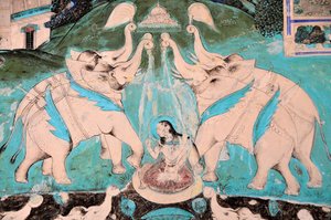 Indie, Radżastan, Bandi: fresk pałacu Chitra Shala (VIII i VIII wiek) (zdjęcie) autorstwa Unbekannt