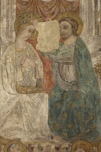 Wnętrze. Przejście na północ. Ołtarz (Altar de las pinturas murales). Oryginał z kaplicy głównej. Malowidła ścienne (fresk?). Szczegół. Koniec XIV wieku. autorstwa Unbekannt