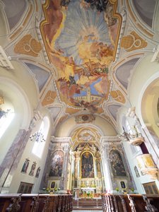 Malowidła wewnętrzne i sufitowe autorstwa Hansa Andre, Servitenkirche, Innsbruck, Tyrol, Austria, Europa (zdjęcie) autorstwa Unbekannter Künstler