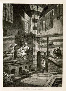 Widok wnętrza łaźni orientalnej Ilustracja z Atlasu Egiptu autorstwa Unknown