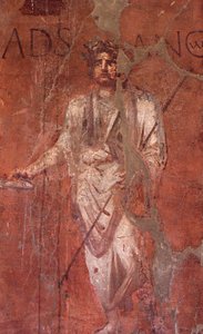 Włochy: Stanowisko archeologiczne w Pompejach u podnóża Vesuve: Fresk ścienny autorstwa William M. Timlin