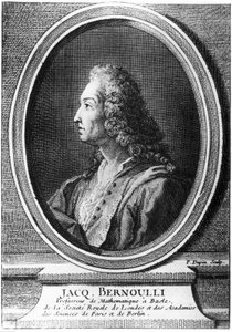 Jacques Bernoulli, szwajcarski matematyk, ok. 1700 autorstwa Unbekannt