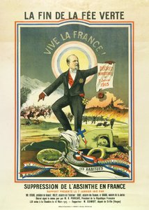 La fin de la fee verte, litografia, kiedy absynt został zakazany we Francji w 1915 r. autorstwa Unbekannt