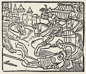 Lancelot na turnieju (drzeworyt) autorstwa Unbekannter Künstler