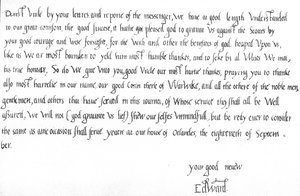 List od 9-letniego króla Edwarda VI do wuja Edwarda Seymoura z gratulacjami zwycięstwa nad Szkotami w bitwie pod Pinkie 10 września autorstwa Unbekannt
