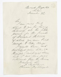 List napisany przez Florence Nightingale, podczas pobytu w szpitalu Barrack, Scutari (atrament na papierze) autorstwa Unbekannt