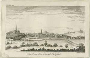 Lichfield – widok na południowy zachód: grawerowanie, bd [ok. 1764] autorstwa Unbekannt