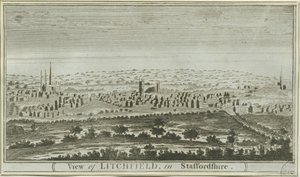 Lichfield - widok na południowy zachód: grawerowanie, nd [c 1780-85] autorstwa Unbekannt
