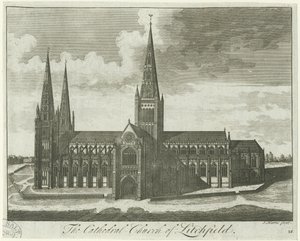 Katedra w Lichfield - widok na południe: grawerowanie i [?XVIII wiek] autorstwa Unbekannt