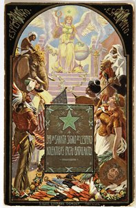 Literatura. Językoznawstwo. Alegoria Esperanto (wspólny język europejski). Pocztówka, Węgry autorstwa Unbekannter Künstler