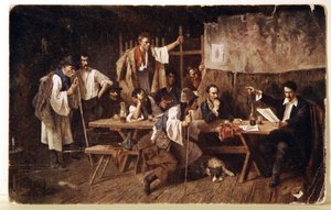 Literatura. Węgierski poeta Petofi, ok. 1848 r. Pocztówka, Węgry, ok. 1900 r. (pocztówka) autorstwa Unbekannter Künstler