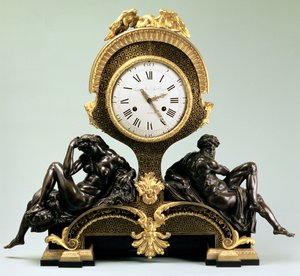 Zegar kominkowy z figurami Dnia i Nocy, Jean Andre Lepaute (1720-88), Paryż (brąz złocony i patynowany) autorstwa Unbekannt